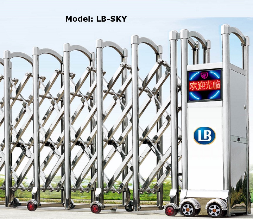 Cổng Xếp Inox Điện Cho Nhà Máy LB-SKY